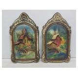 Early Glazed Chalkware Church Wall Plaques
