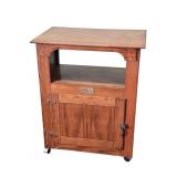 Modern Oak Polar Ice Box Cabinet with Brass Tag
