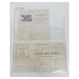 1907 & 1913 Silver Hill Dairy New Albany Receipts