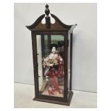 17" Japanese Geisha Doll with Display Case