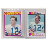 LOT OF 2 ROGER STAUBACH TOPPS 1970'S NFL CARDS