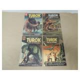 LOT OF 4 TUROK SON OF STONE DELL COMICS SILVER AGE