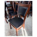 Like New! 4x Wood & Black Vinyl Dining Chairs
