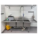 94' 3 Compartment Sink w/ Spray Wash