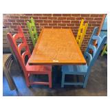 48' Dining Table (Tile Inlay) w/ 4 Chairs