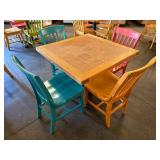36' Dining Table (Tile Inlay) w/ 4 Chairs