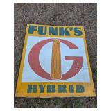 Funk's hybrid corn metal sign corn seed sign