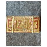 Circa 1980s North Carolina license plate