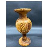 Vintage hand-carved olive wood vase