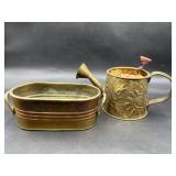 vintage miniature brass watering can and planter