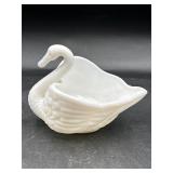 vintage Imperial Glass white milk glass swan dish