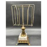 vintage brass and marble letter or napkin holder