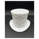 vintage Fenton white milk glass top hat