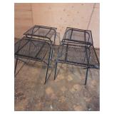 4 small metal folding tables