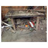 Heavy steel  bench and scrap steel underneath