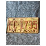 1979 FARM TRUCK NC LICENSE PLATE