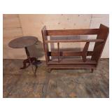 Small round table and book shelf book rack