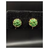 14k yellow gold & emerald earrings 2.5 grams total