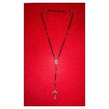 Vintage Rosary, black beads, Roma Italy