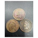 1902, 1907 & 1907 Indian Head Pennies