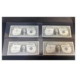 (4) Sequential 1957A 1$ Silver Certificates Blue