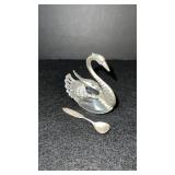 800 Silver and Crystal Swan Salt Cellar