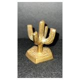 Vintage mini brass cactus ring holder