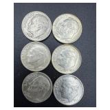 6- 1964 Roosevelt dimes 90% silver