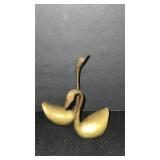 Vintage set of mini brass swans