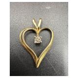 10k gold heart pendant 1 gram (small diamond)