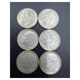 6- 1964 Roosevelt dimes 90% silver