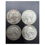 4- 1960 Washington quarters 90% silver coin