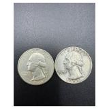 2- 1963 Washington quarters 90% silver