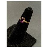 10k yellow gold ring emerald-cut amethyst .87 g