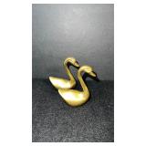 2 vintage, mini brass swan figures