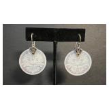 Sterling Silver & Mother-of-Pearl Earrings w/ 18K