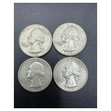 4- 1963 Washington Quarters 90% silver