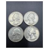 4- 1962 Washington quarters 90% silver coin