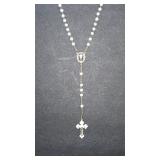 Vintage Rosary, White Beads, Petite, Italy