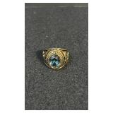 US Navy Ring, Gold Toned, blue stone, sz 10