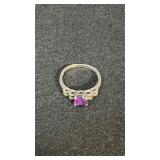 Sterling Silver Ring with Purple Stone
