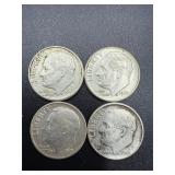 4- 1963 Roosevelt dimes 90% silver
