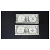 2-1957 A One Dollar Silver Certificates Sequential