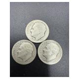 3- 1948 Roosevelt dimes 90% silver