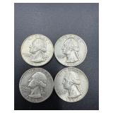 4- 1961 Washington quarters 90% silver coin