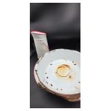 Vtg enamel pan and metal pitcher.