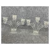 vintage Heisey Elegant Glass 3 arm candelabra
