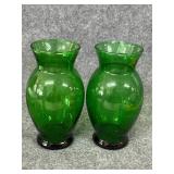 Vintage emerald green bud vases