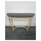 Console table marble top flawed repaired