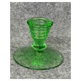 Vintage green glass candleholder